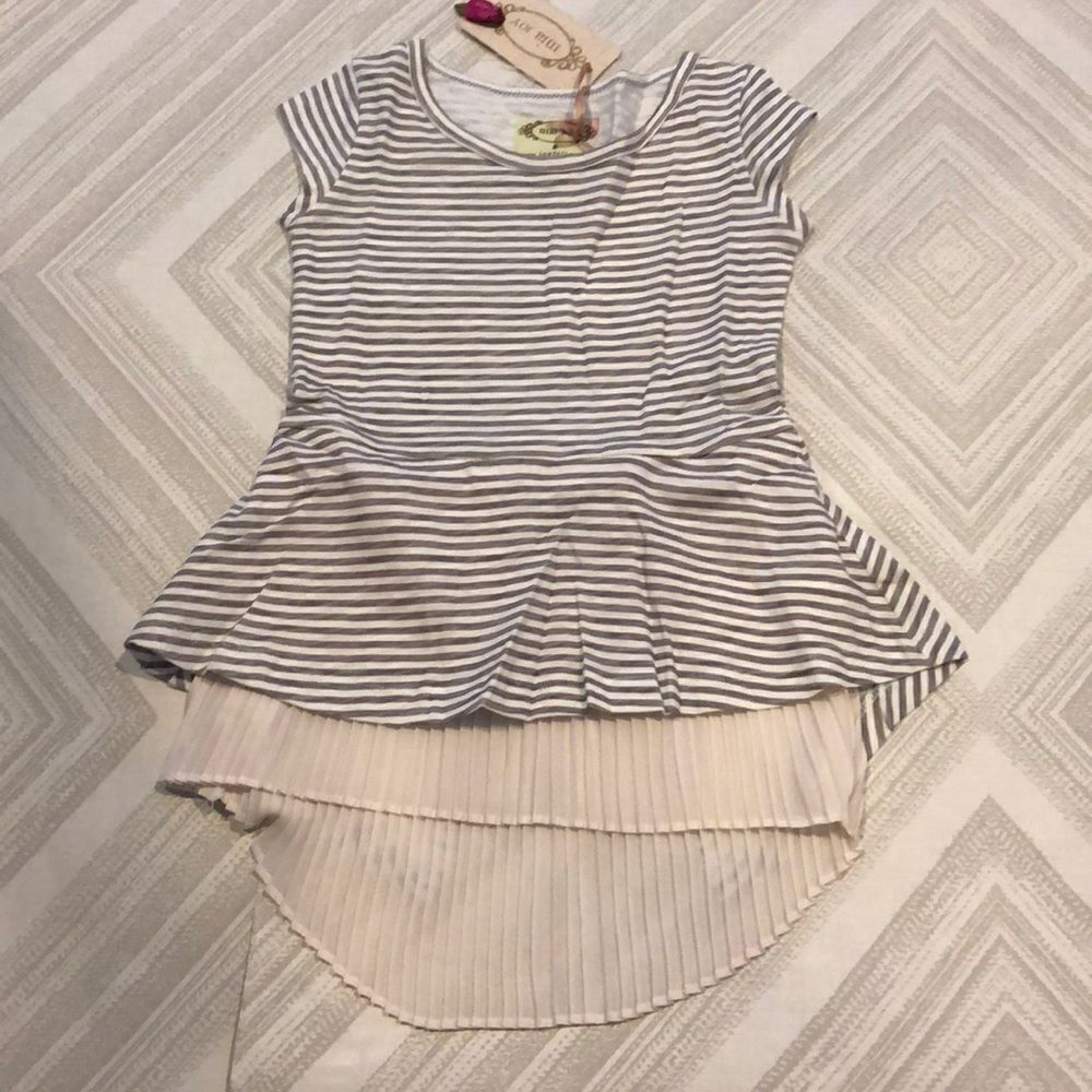 Mia Joy Maya Grey Stripe Short-sleeve Top
